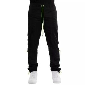 EPTM Mens Black Hyper Jogger Pants Neon Green Drawstrings Streetwear  Size M